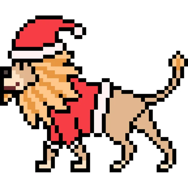 Vecteur Pixel Art Lion Père Noël Isolé — Image vectorielle