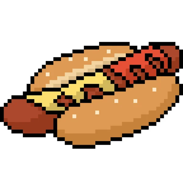 Pixel Vetorial Arte Hotdog Isolado Desenhos Animados — Vetor de Stock