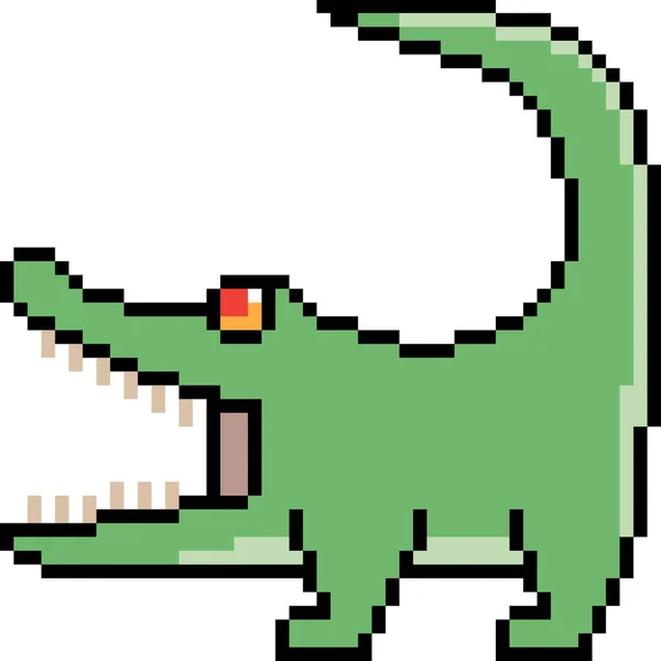 Vektor Pixel Art Krokodil Isoliert — Stockvektor