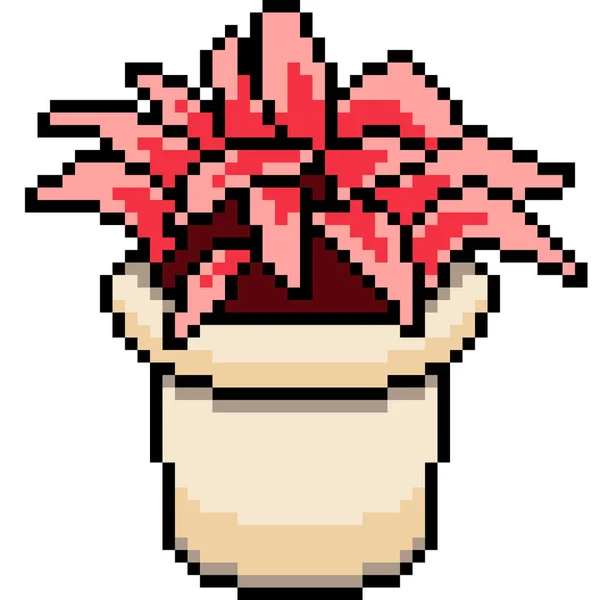 Vector Pixel Art Plant Pot Isolated Cartoon — Vetor de Stock