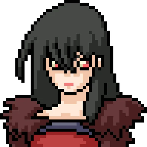 Vecteur Pixel Art Anime Fille Isolé Dessin Animé — Image vectorielle