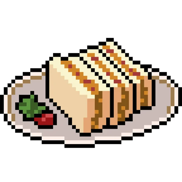 Vector Pixel Art Food Sandwich Isolated — Stock Vector