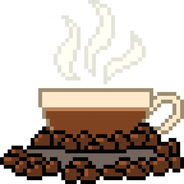 Vektor Pixel Kunst Kaffee Isoliert — Stockvektor