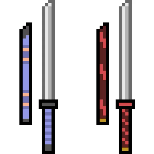 Vektor Pixel Kunst Waffe Schwert Isoliert — Stockvektor