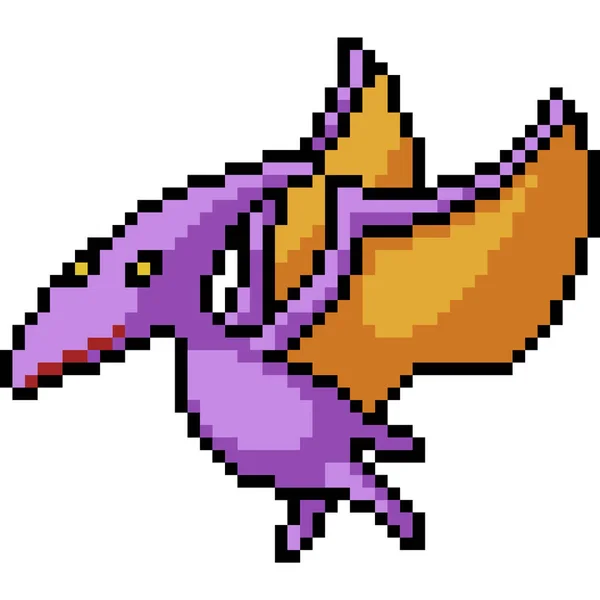 Wektor Pixel Art Pteranodon Izolowane Kreskówki — Wektor stockowy
