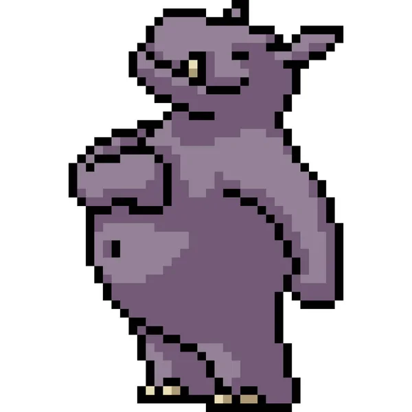 Vecteur Pixel Art Hippopotame Isolé Dessin Animé — Image vectorielle