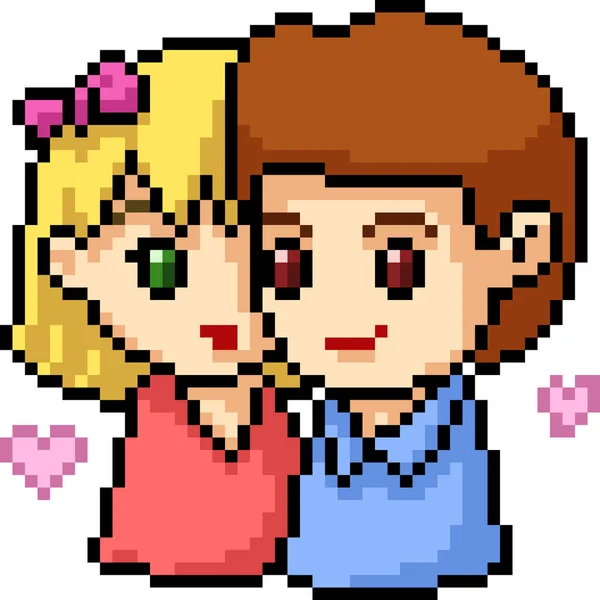 Vecteur Pixel Art Couple Icône Isolé Dessin Animé — Image vectorielle