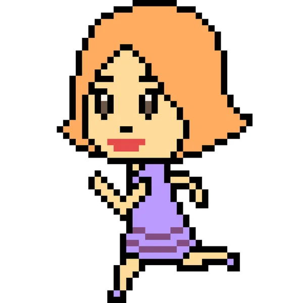 Vektor Pixel Art Mädchen Laufen — Stockvektor
