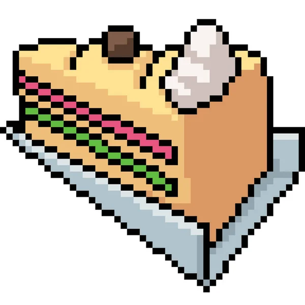 Vector Pixel Art Cake Isolated Cartoon — Stock Vector