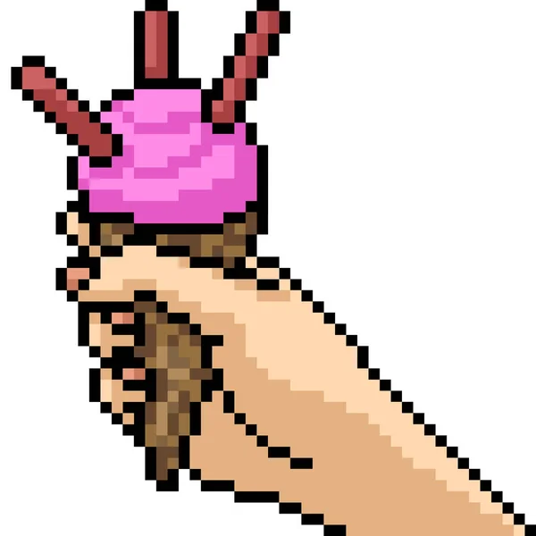 矢量像素艺术冰淇淋孤立漫画 — 图库矢量图片