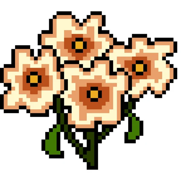 Vector Pixel Kunst Bloem Geïsoleerd — Stockvector