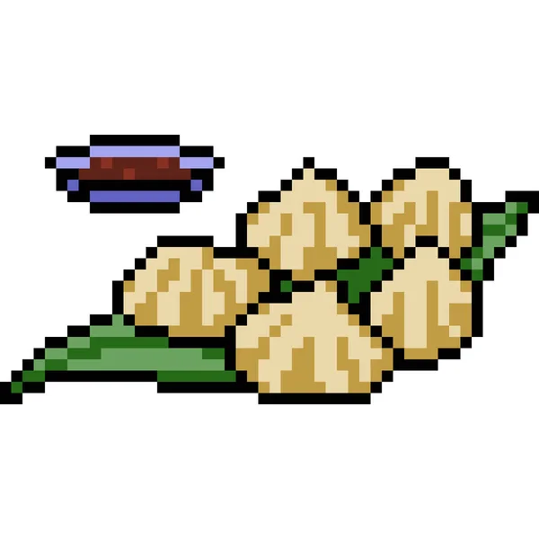 Vector Pixel Art Food Asian Snack Diisolasi - Stok Vektor