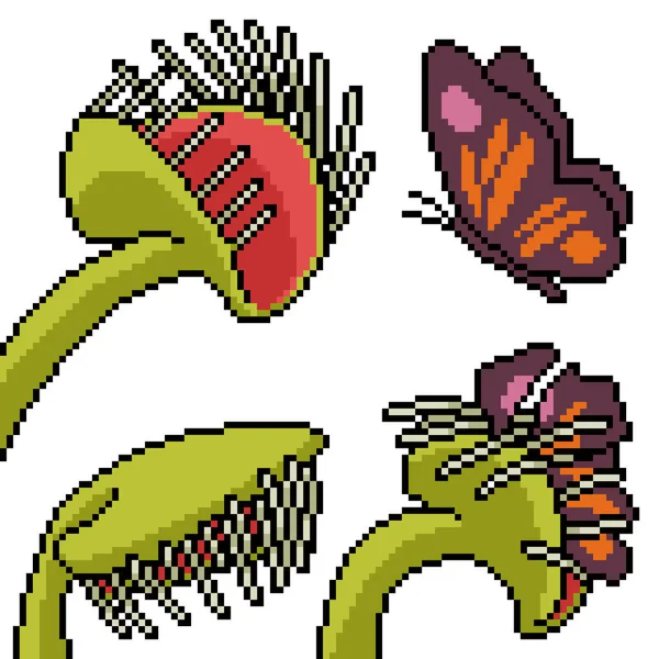 Pixel Arte Planta Carnívora Cruel —  Vetores de Stock