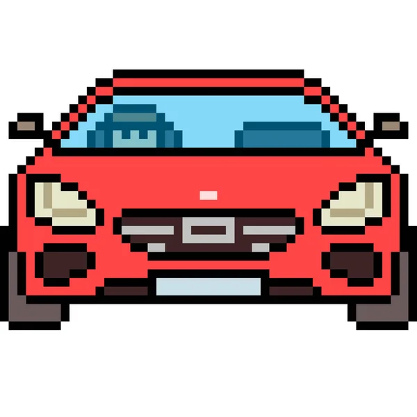 Vector Pixel Arte Coche Frente Aislado — Archivo Imágenes Vectoriales