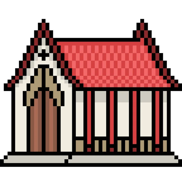 Vector Pixel Arte Buddhism Templo Dibujos Animados Aislados — Vector de stock