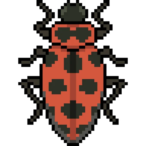 Vector Pixel Arte Escarabajo Dibujos Animados Aislados — Vector de stock