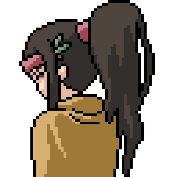 Vector Pixel Arte Aislado Chica Anime — Vector de stock