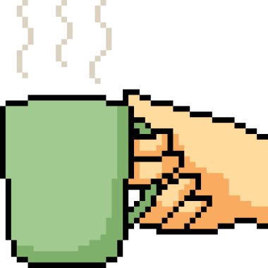 Vektör piksel sanat el hareketi içeceği izole edildi