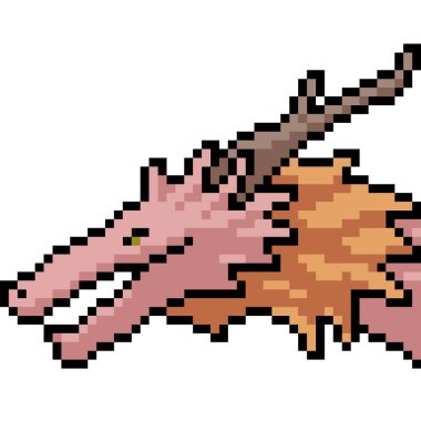 Vektör piksel sanat canavarı kafası izole edilmiş karikatür