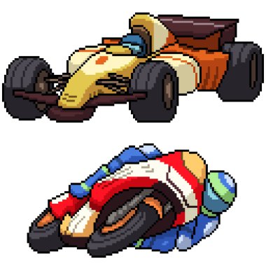 piksel sanatı izole edilmiş yarış arabası