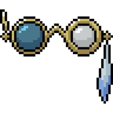 vektör piksel sanatı. Garip gözlükler izole edilmiş çizgi film.