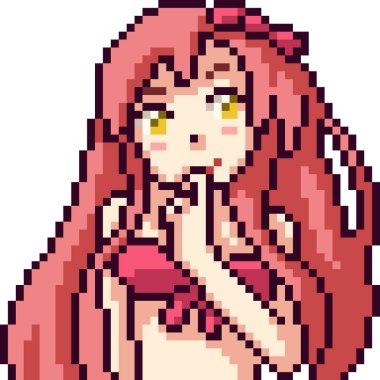 vektör piksel sanat anime kız izole cartoo