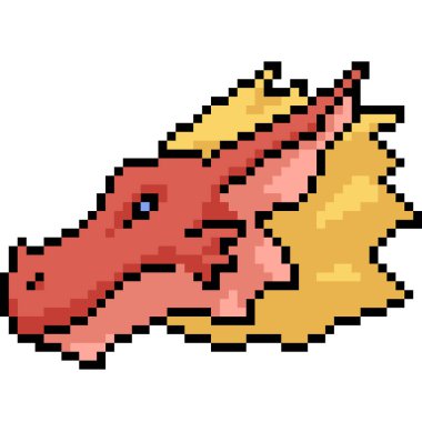 Vektör piksel sanat canavarı kafası izole edilmiş karikatür