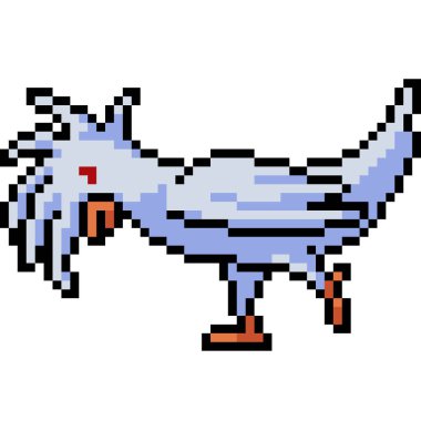 Vektör piksel sanat kuşu Büyük Kakadu karikatürü