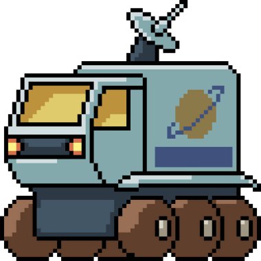 Vektör pikseli sanat izole edilmiş bilim kurgu kamyonu