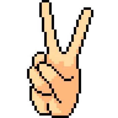 Vektör piksel sanat zafer el izole çizgi film