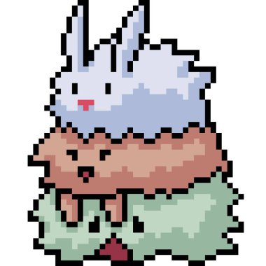 Vektör piksel sanat kürk canavarı karikatür izole