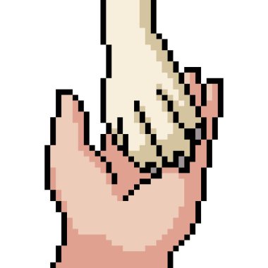 Vektör piksel sanat evcil hayvan el izole çizgi film