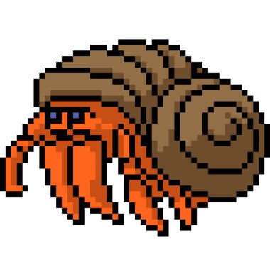 Vektör piksel sanat keşiş yengeci izole edilmiş çizgi film