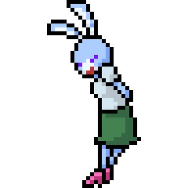 Vektör piksel sanat tavşan kadın karikatür izole