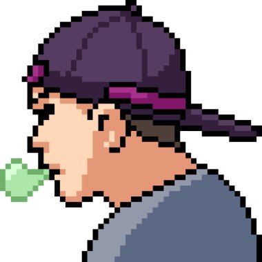 Vektör pikseli genç izole edilmiş karikatür