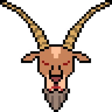 Vektör piksel sanat keçi kafası izole edilmiş çizgi film