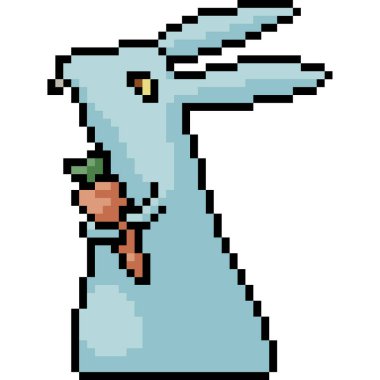 Vektör piksel sanat tavşan havuç izole çizgi film