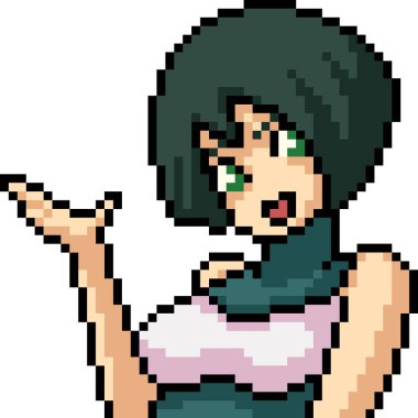 vektör piksel sanat anime kız izole çizgi film