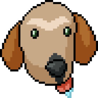 Vektör piksel sanat köpeği izole edilmiş aptal çizgi film.