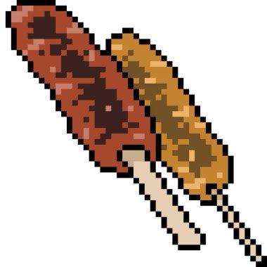 vektör pikseli sanat barbekü sosisi izole edilmiş çizgi film