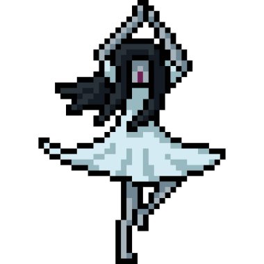 Vektör pikseli hayalet dansı izole edilmiş çizgi film.