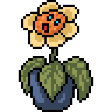 vektör piksel sanat çiçeği karakteri izole edilmiş çizgi film karakteri