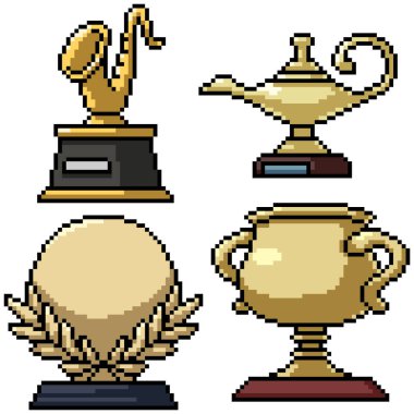piksel sanatı izole edilmiş altın kupa