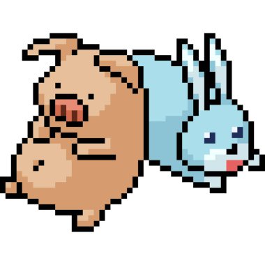 Vektör piksel sanat hayvan arkadaşı karikatür izole
