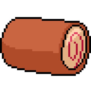 Vektör pikselli pasta rulosu izole edilmiş çizgi film