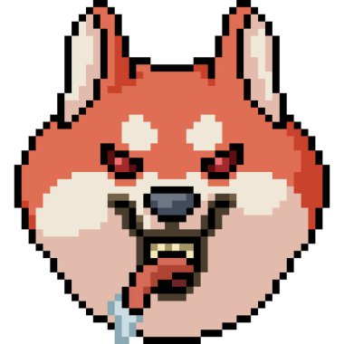 Vektör piksel sanat köpeği kafası izole edilmiş çizgi film