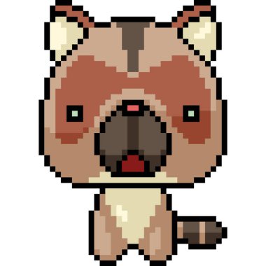 vektör pikseli sanat rakunu izole edilmiş çizgi film