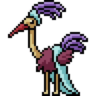 vektör piksel sanat devekuşu izole edilmiş çizgi film