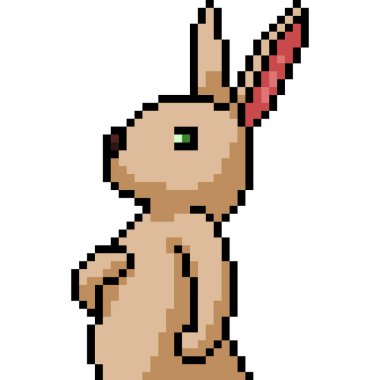 Vektör piksel sanatı kendinden emin tavşan karikatürü