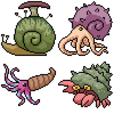 Piksel sanatı izole edilmiş kabuk canavarı